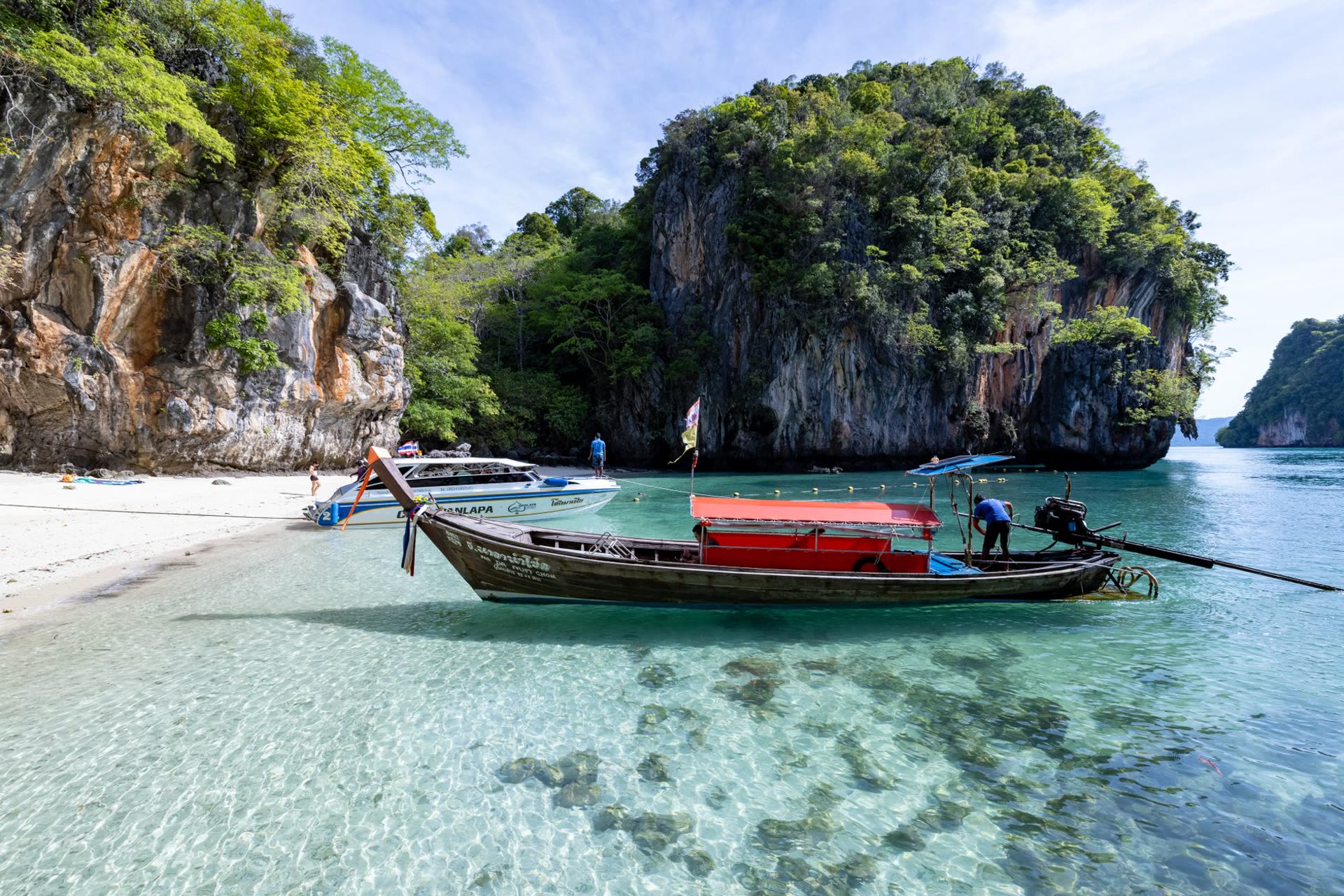 Thai coastline and limestone cliffs