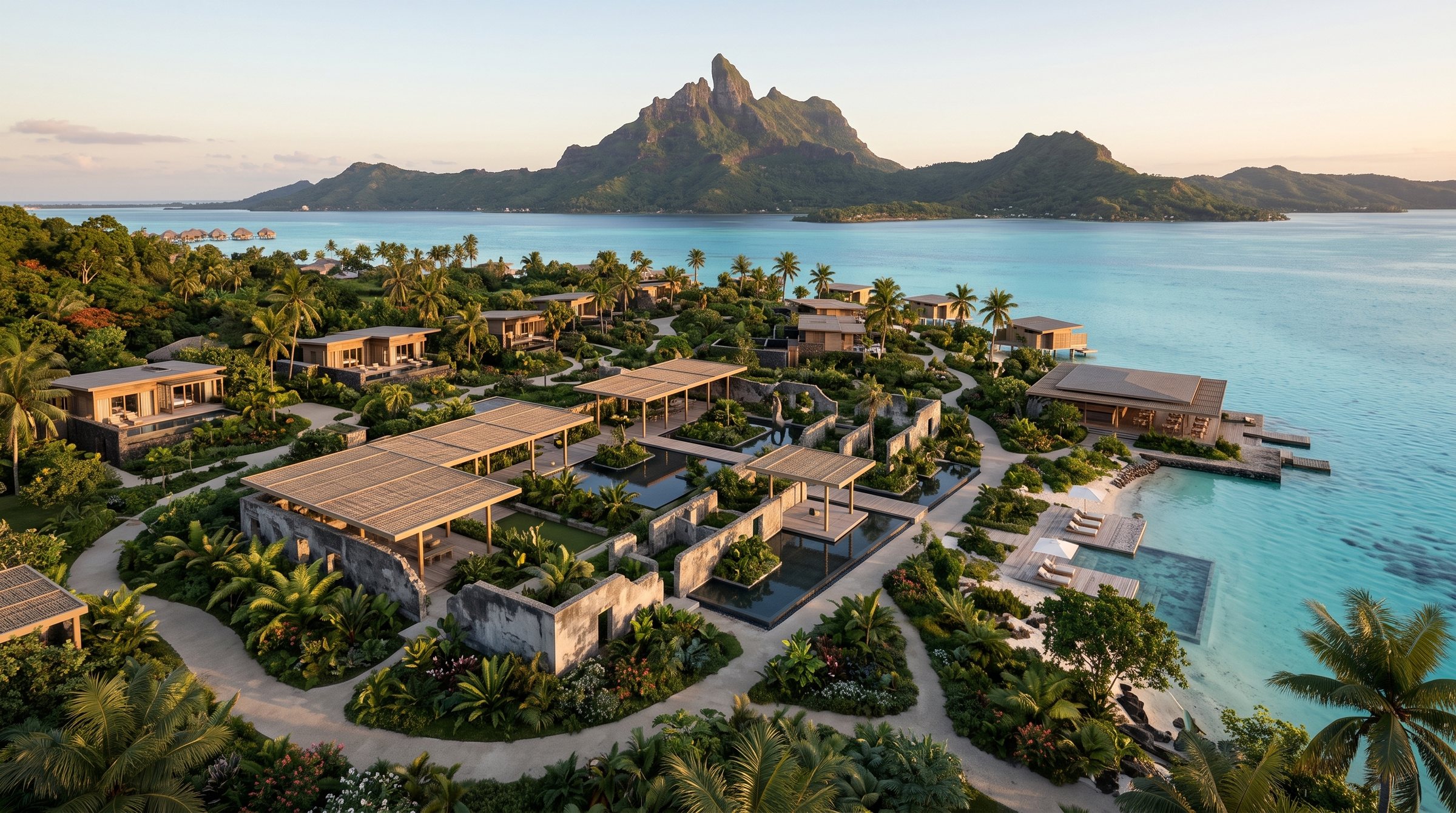 Bora Bora Lagoon Ruins Retreat concept visualization thumbnail.