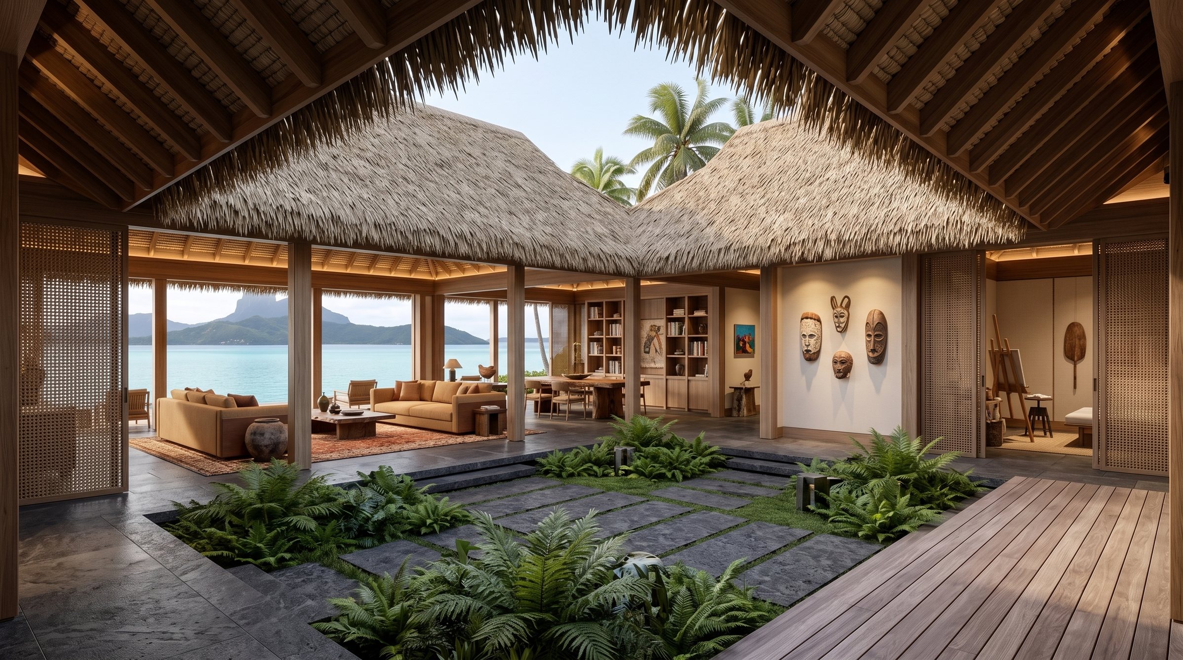 Motu Tane Atelier Island Estate concept visualization - same resort concept from an alternate angle.