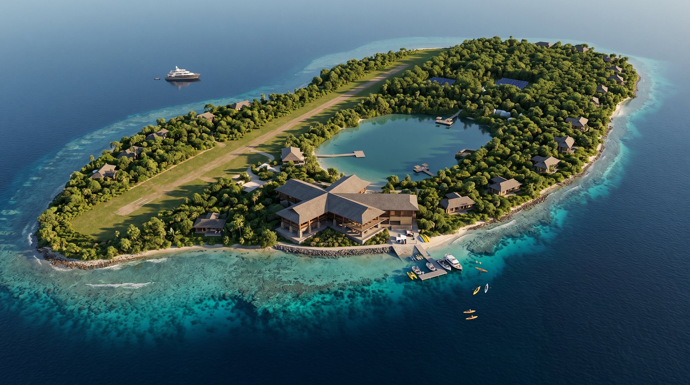 Santo Lagoon Airstrip Retreat concept visualization thumbnail.