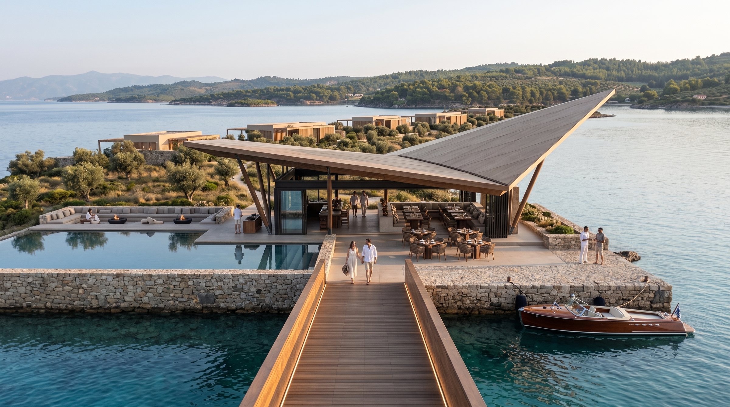 Spalathronisi Sithonia Marine Retreat concept visualization - same resort concept from an alternate angle.