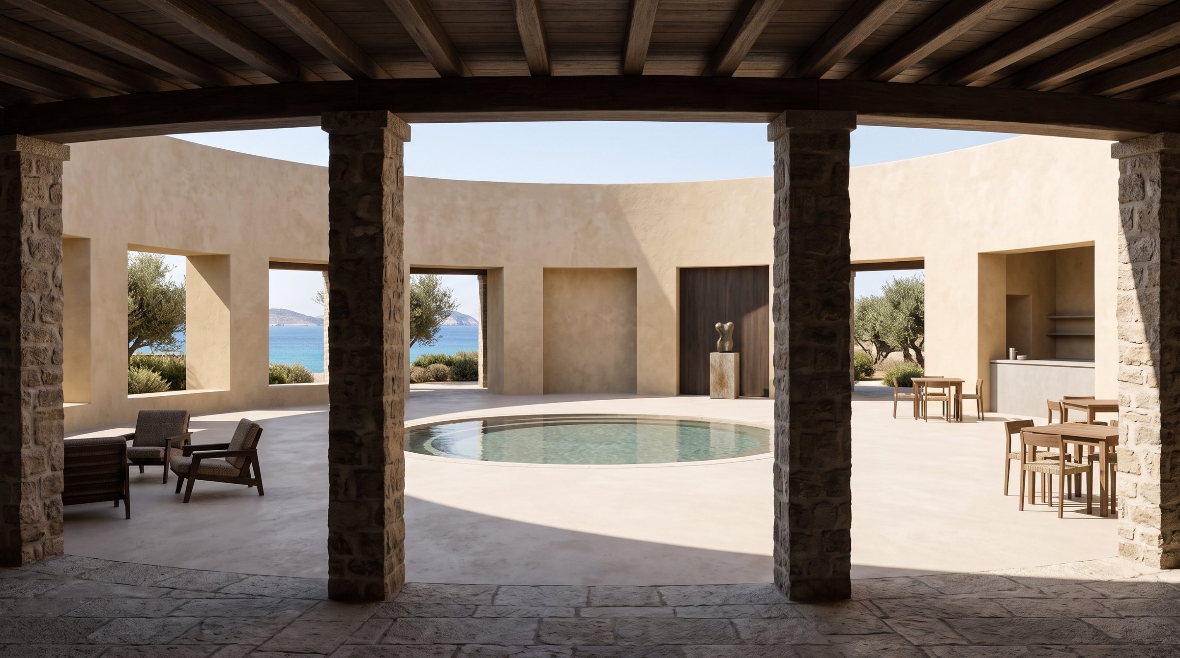 Stroggilo Round Island Retreat concept visualization - same resort concept from an alternate angle.