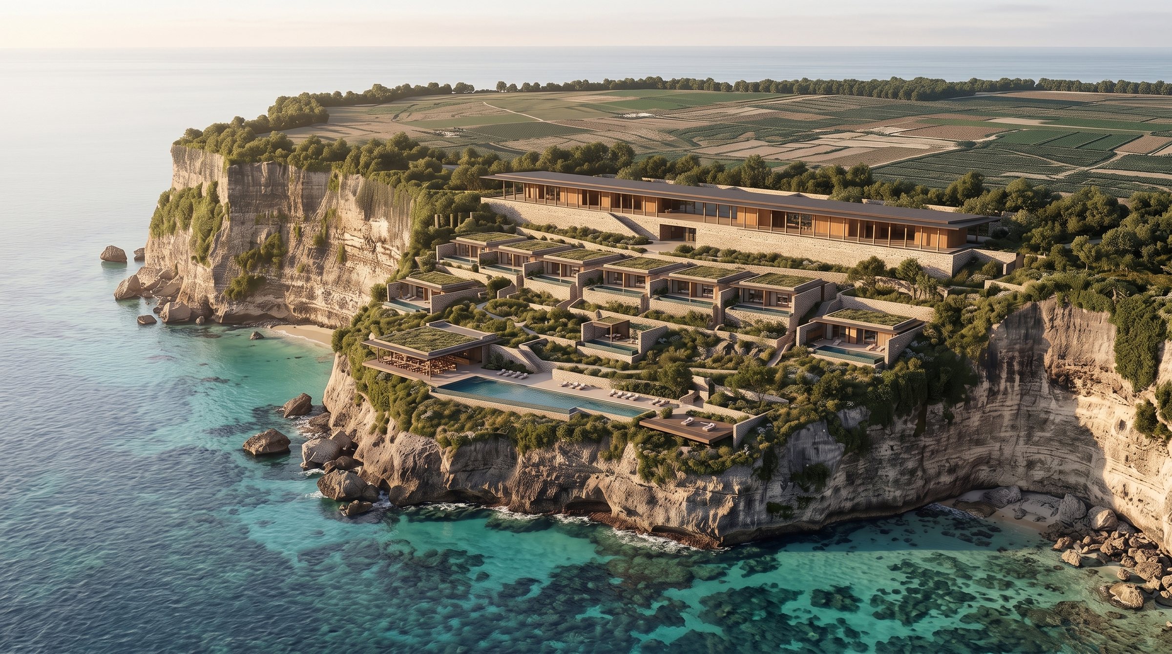 Ungasan Lost Cliff Resort concept visualization - same resort concept from an alternate angle.